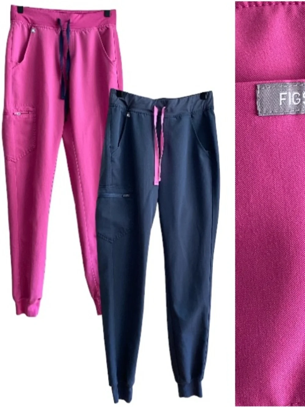 FIGS Pink Gray Zamora Jogger Scrub Pants Bundle XS Tall